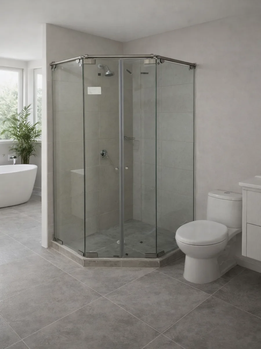 Puerta batiente de ducha en vidrio templado en Bogotá